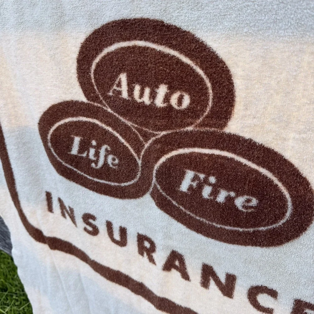 Vintage State Farm Insurance Promotional Beach Towel Size 57X34 70s Rare